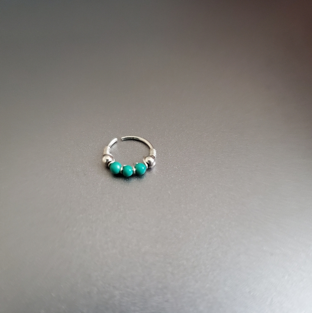 Thin helix earring 925 silver 22G 7mm turquoise